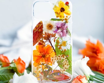 Pressed flower butterfly phone case for iPhone se 11 12 13 14 15 pro max case, Samsung A32 A72 S20 S21 S23 fe, Google Pixel 5 6 7 8 Pro case