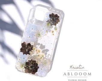 Pressed Flower Phone Case, Dried Wildflower, Clear Floral Case