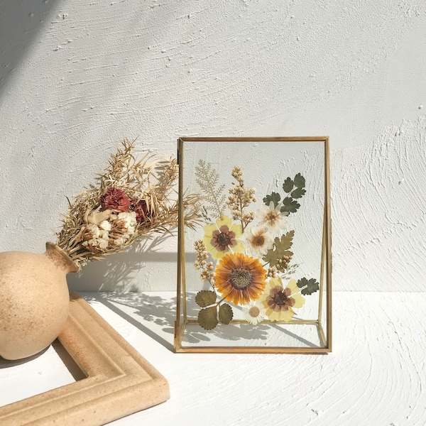 Pressed flower frame pressed flowers art flower gift botanical art collage mother's day gift gift for her gift for mom Christmas gift
