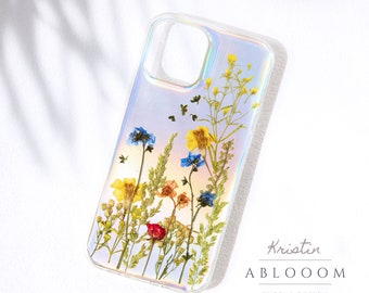 Pressed Flower Phone case Holographic iPhone X Xs Xr 11 12 13 14 Pro Max case