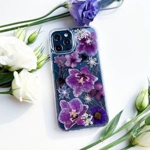 Purple Pressed flower phone case for iPhone 15 14 13 12 11 pro max X SE case, Samsung Galaxy S22 S23 Ultra case, Google Pixel 6 7 8 pro case image 7