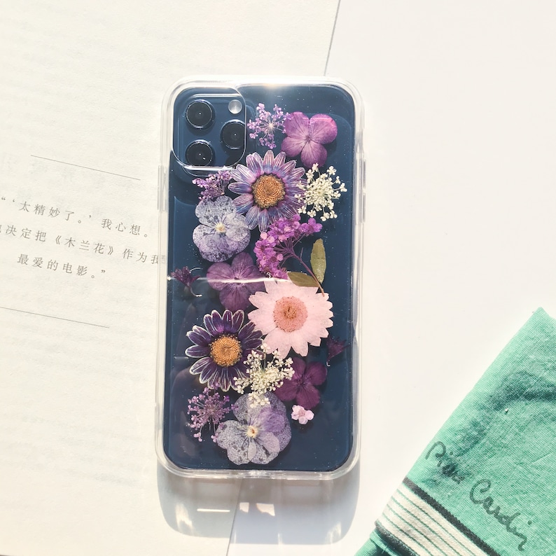 Funda de teléfono de flores reales prensadas para iPhone 15 14 13 12 11 pro max X SE 8 funda, Samsung galaxy A53 S22 S23 S24 fe, Google Pixel 6 7 8 Pro Case imagen 7