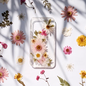 Pressed flower phone case for iPhone 8 X XR 11 12 13 14 15 pro max case, Samsung Galaxy S21 S22 S23 S24 FE case, Google Pixel 6 7 8 pro case image 2