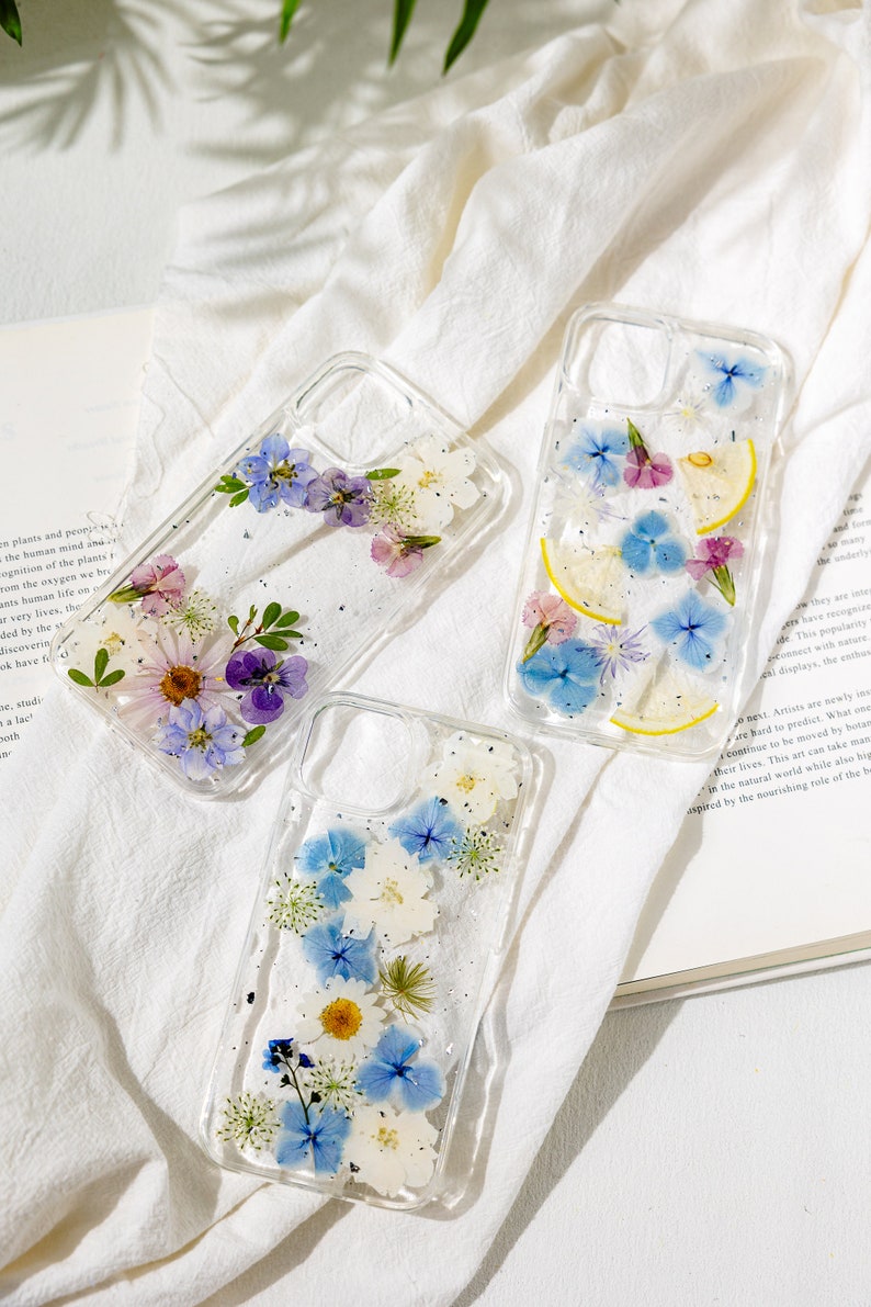 Handmade Pressed Flower for iPhone 15 14 13 12 11 Pro Max X SE phone case, Samsung Galaxy S22 S23 S24 Ultra case, Google Pixel 7 8 Pro case image 9