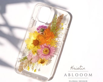 Pressed Flower Phone Case for iPhone 7 8 X 11 12 13 14 15 Pro max case, Samsung Galaxy S20 S21 S22 A51 A52 case, Google Pixel 5 6 7 pro case