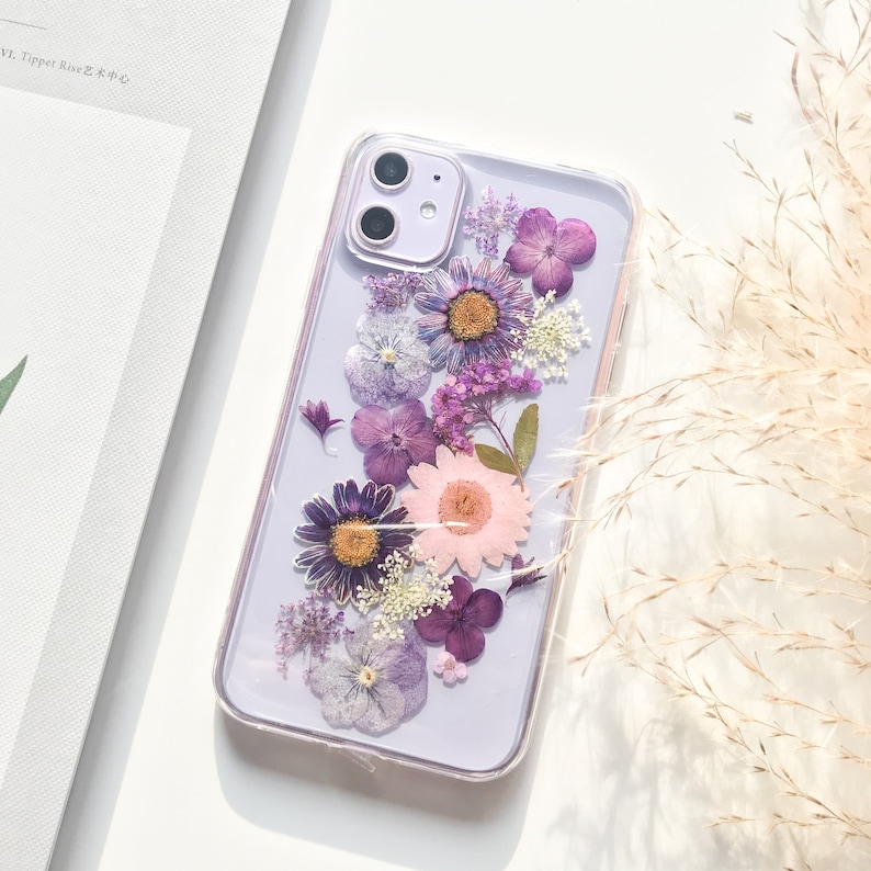 Funda de teléfono de flores reales prensadas para iPhone 15 14 13 12 11 pro max X SE 8 funda, Samsung galaxy A53 S22 S23 S24 fe, Google Pixel 6 7 8 Pro Case imagen 3