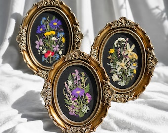 Vintage Real Pressed Flower Frame, Botanical Home Decor