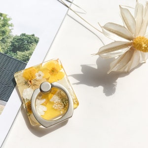 Handmade Pressed Flower Phone Ring Holder Stand Selfie Finger Ring Holder Ring Finger Grip Bracket