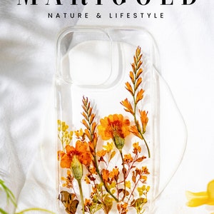 Marigold Pressed flower iPhone 14 13 12 11 pro max case X 8 7 image 2