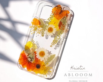 Pressed Flower Phone Case, Dried Wildflower Design