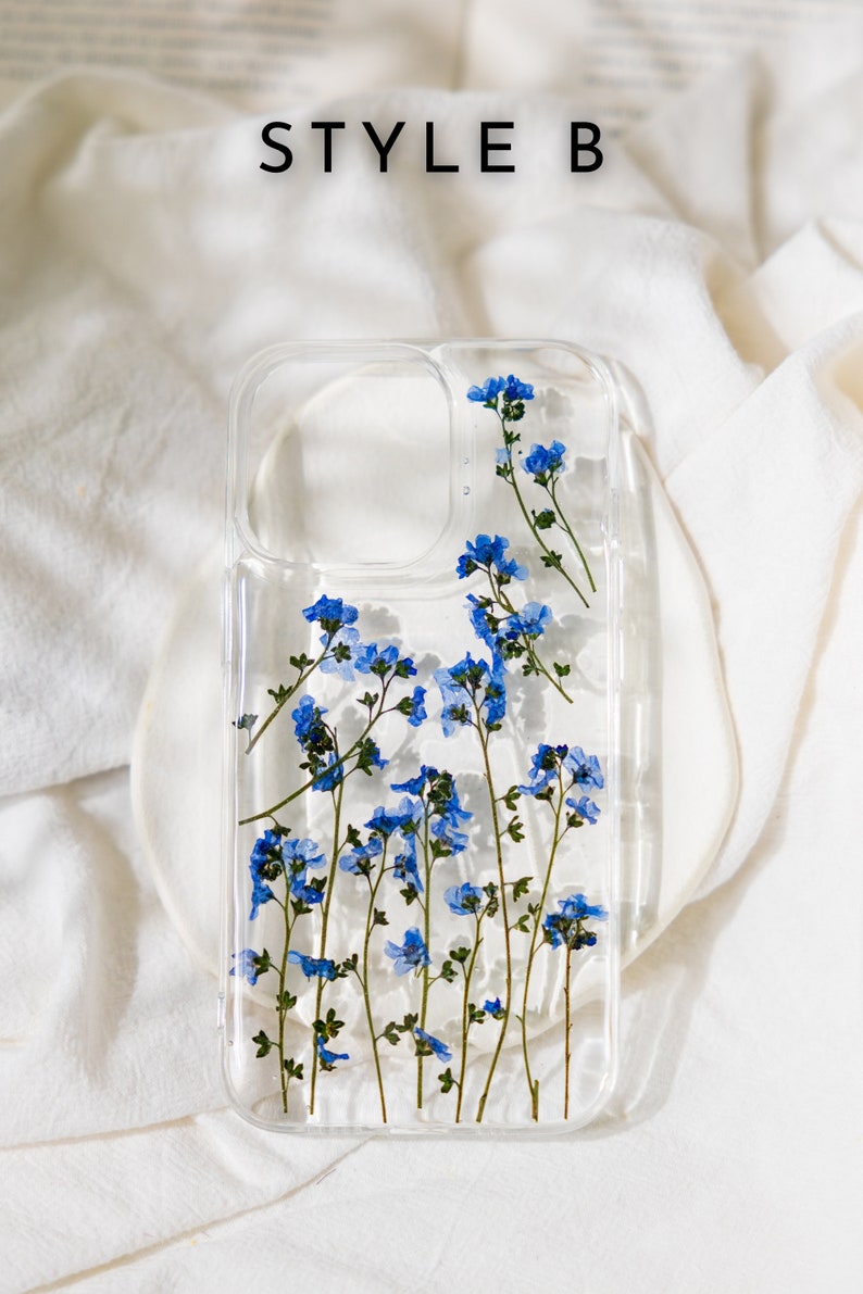 Coque de portable véritable fleur pressée pour iPhone 15 14 13 12 11 Pro Max X XR 8 SE, coque Samsung Galaxy S23 S24 Ultra, coque Google Pixel 8 Pro image 4