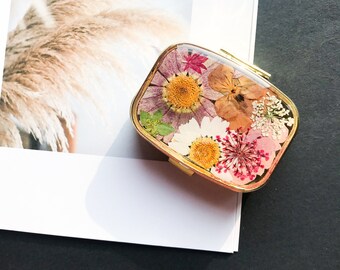 YunShop Abstract Floral Watercolor Painting Custom Image Stainless Steel Gold Glass Pill Case Portable Pocket Travel Pill Box Storage Container 