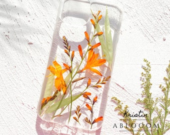 Gepresste echte Blume Handyhülle für iPhone X 11 12 13 14 15 pro max Hülle, Samsung Galaxy A32 S22 S23 fe Hülle, Google Pixel 5 6 7 8 9 Pro Hülle