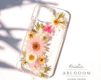 Pressed flower phone case for iPhone 8 X XR 11 12 13 14 15 pro max case, Samsung Galaxy S21 S22 S23 S24 FE case, Google Pixel 6 7 8 pro case