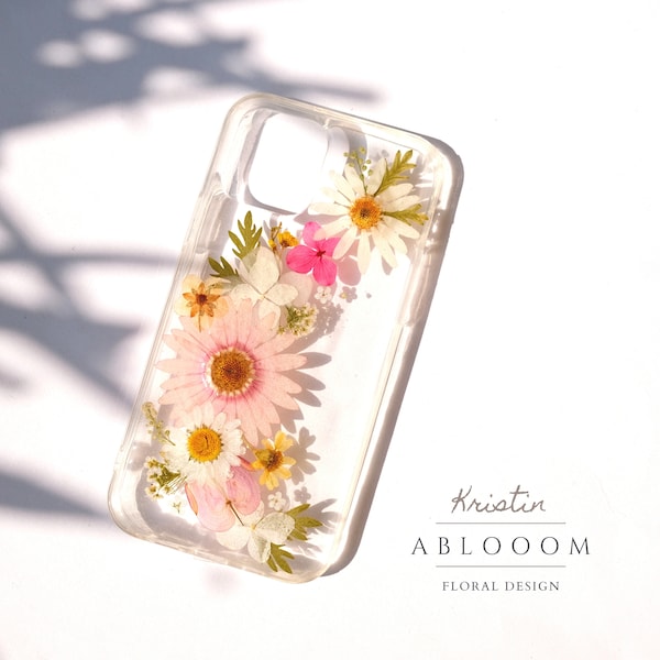 Pressed flower phone case for iPhone 8 X XR 11 12 13 14 15 pro max case, Samsung Galaxy S21 S22 S23 S24 FE case, Google Pixel 6 7 8 pro case