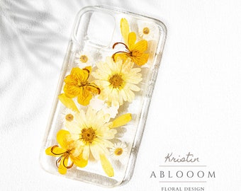 Pressed flower phone case iphone 16 15 14 13 12 11 pro max X case, Samsung Galaxy A32 S20 S21 fe S22 S23 case, Google Pixel 5 6 7 pro Case