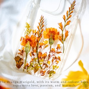 Marigold Pressed flower iPhone 14 13 12 11 pro max case X 8 7 image 5