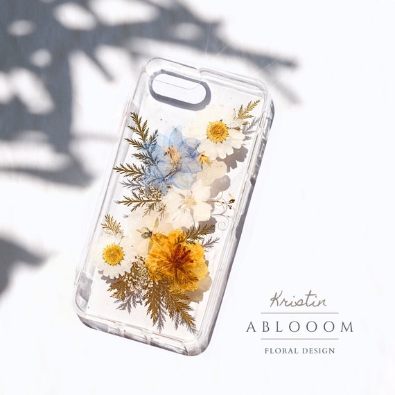 Pressed Flower Phone Case, Dried Wildflower Design
