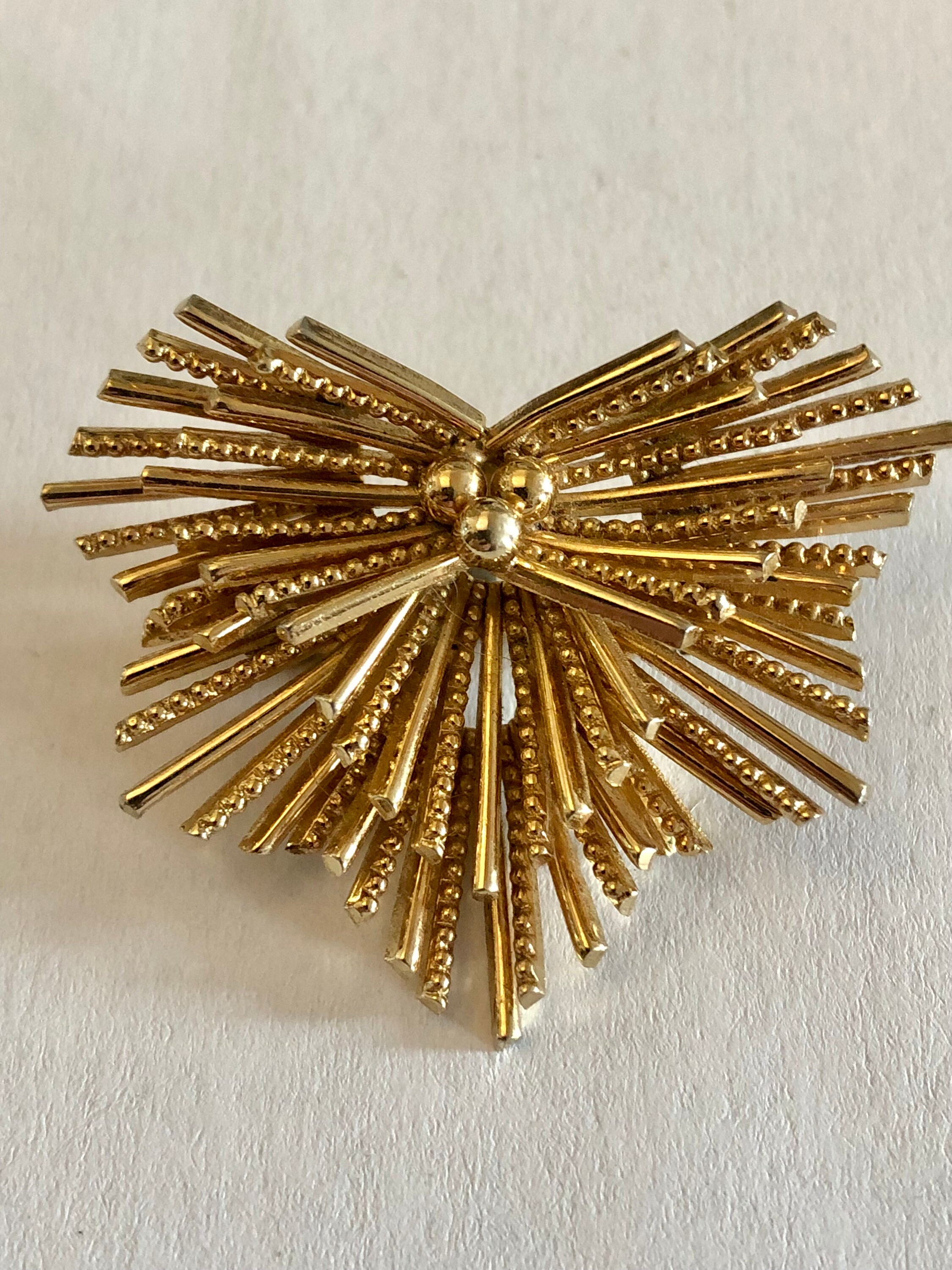 Broche Vintage Dorée HAUTE COUTURE KRISTEN PARIS - Thème SOLEIL - Occasion Comme Neuve