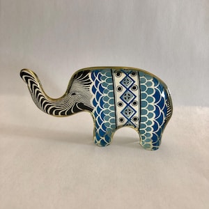 Vintage Lucite Elephant Abraham Palatnik Brazilian Artist Small Size Blue & Black