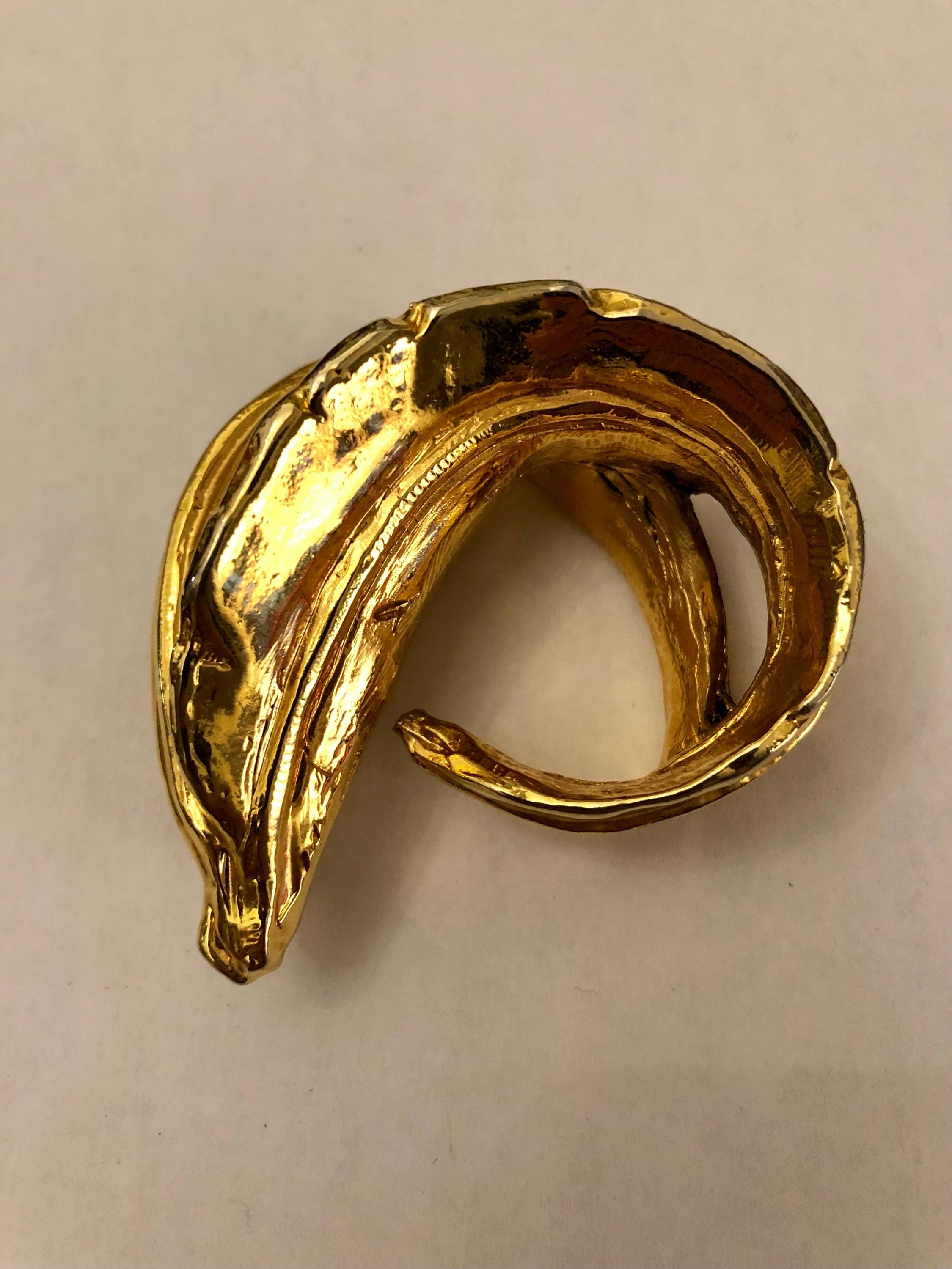 Broche Vintage CHLORIS - Années 1980/1990 - Métal Doré Et Résine - Style Haute Couture