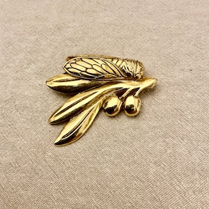 Broche Cigale Vintage 70 – Création René Gouin, Art Déco, Dorée