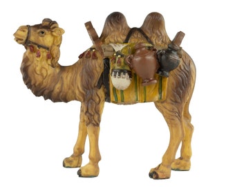 Hand-painted nativity figure camel with luggage, approx. 11.5 cm, T 001-16