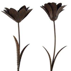 Mooie set van 2 tuinpalen bloem bruin