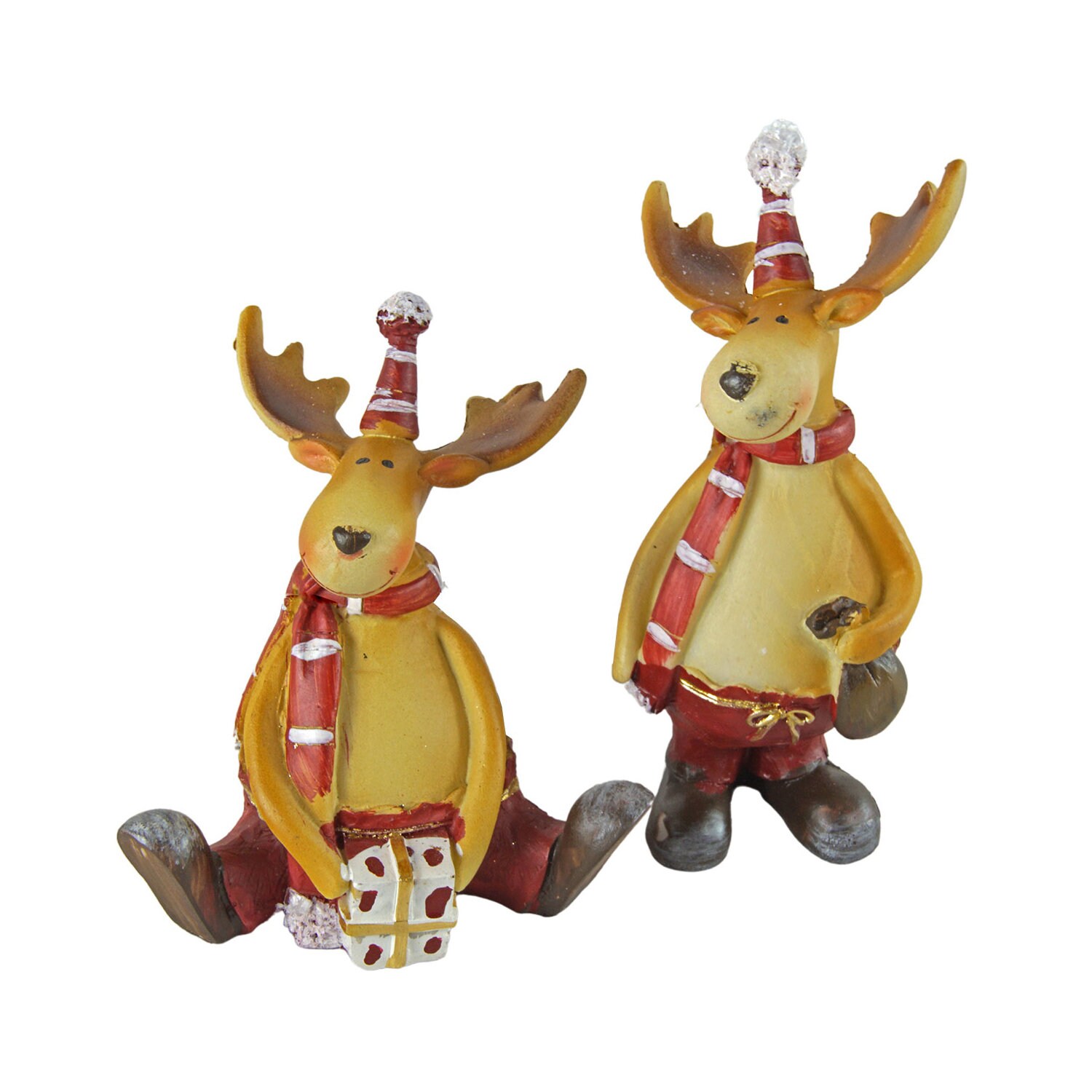 Conjunto de 2 adorables sacos/regalos con forma de alce - Decoraciones navideñas