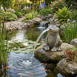 Wundervoller Wasserspeier Froschkönig - inkl. Pumpe
