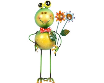 Gartenfigur Frosch Franz "Blume" ca. 42 cm - Gartendekoration