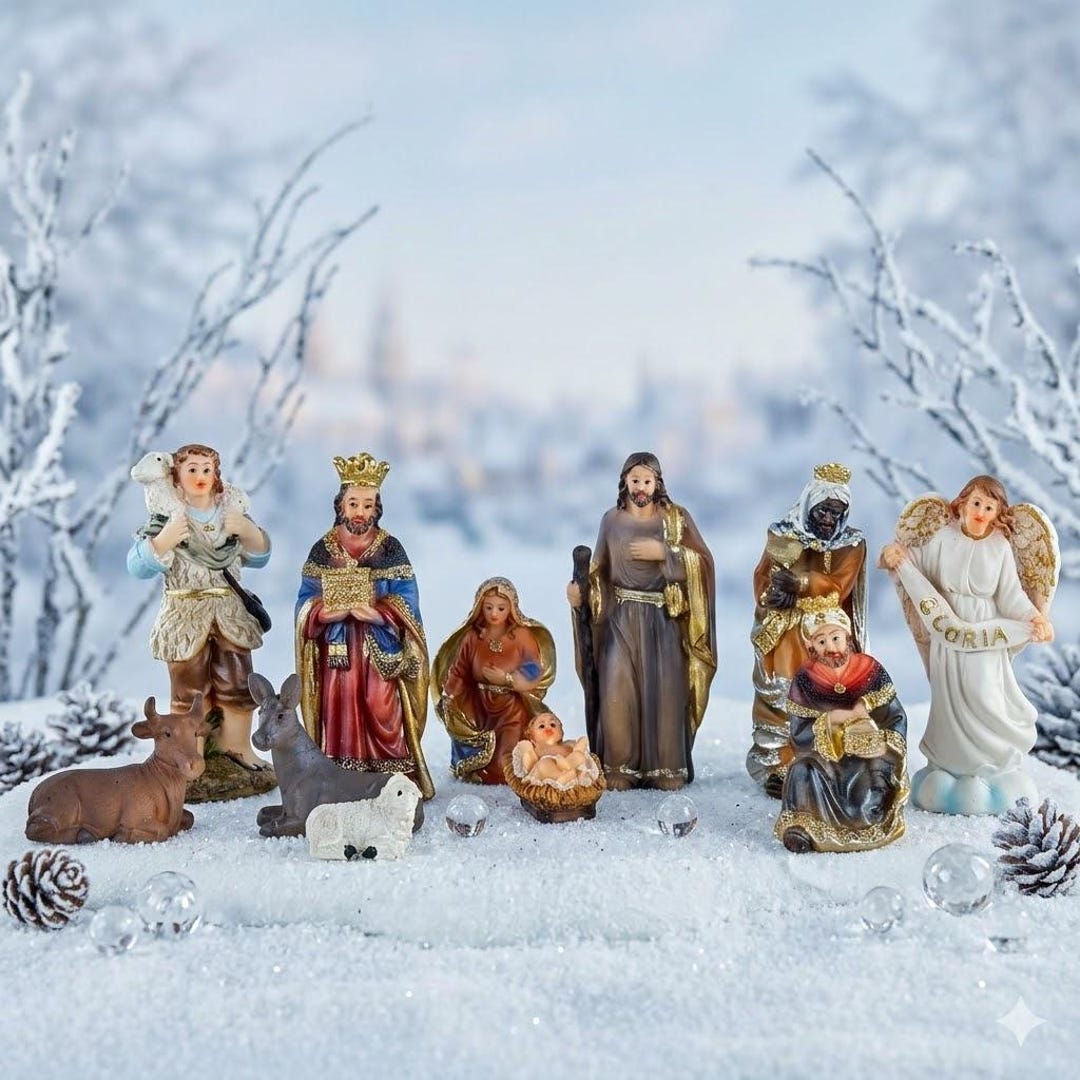 Beautiful Hand-painted Nativity Figures, 11 Pieces, Approx. 8 Cm, K ...