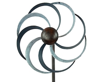 Wind turbine with blue mottled rotor approx. 130 cm - garden decoration