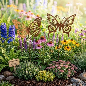 Edle Gartenstecker Schmetterlinge in rostoptik 2er Set