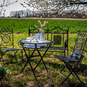 Santos metal folding seating set, 4 pieces - Garden furniture seating set