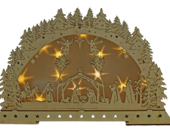 Illuminated candle arch nativity scene LED approx. 26 x 42 x 7.5 cm - Christmas decoration