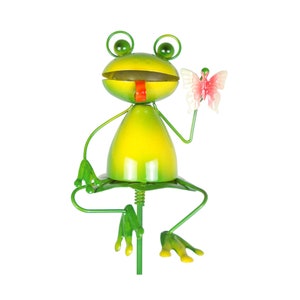 Gartenstecker Frosch mit Schmetterling ca. 84 cm - Gartendekoration