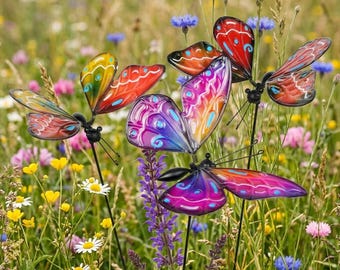 Mariposas de ágata para jardín, juego de 3 piezas, aprox. 55 cm - decoración de jardín