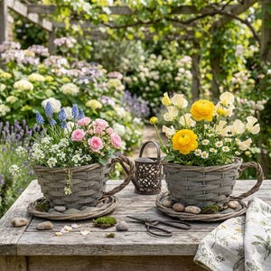 2er Set Natürliche Pflanztasse ca. 11 cm - Gartendekoration
