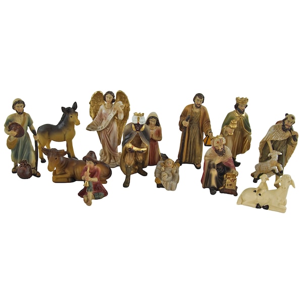 Beautiful hand-painted nativity figures, 13 pieces, approx. 10 cm, K 171