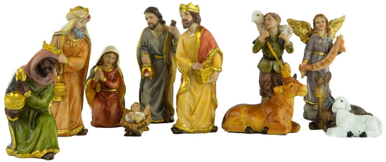 Wonderful handcrafted Neunhof Christmas nativity scene including 12 pieces. Set of figures K 650-9, dimensions: approx. 58 x 20 x 24 cm figures 9.5 cm image 6