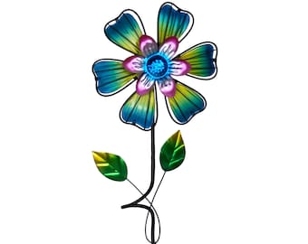 Pinwheel flower in blue-yellow approx. 88 cm - garden decoration