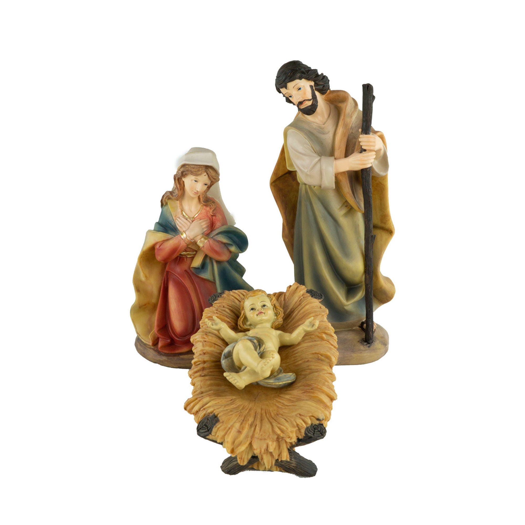 Large hand-painted nativity figures Holy Family 4-piece, approx. 30 cm, K 187-01