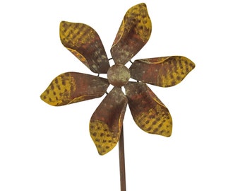 Wind turbine with yellow-brown rotor approx. 130 cm - garden decoration
