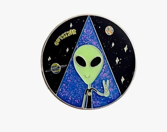 Alien Outsider Glow-in-the-Dark Enamel Glitter Pin