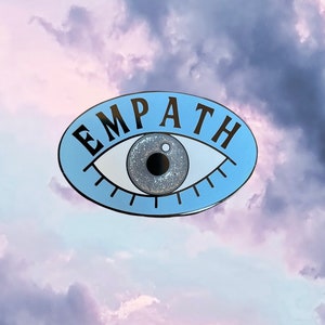 Blue Silver Glitter Empath Empathy Eye Enamel Lapel Pin image 1