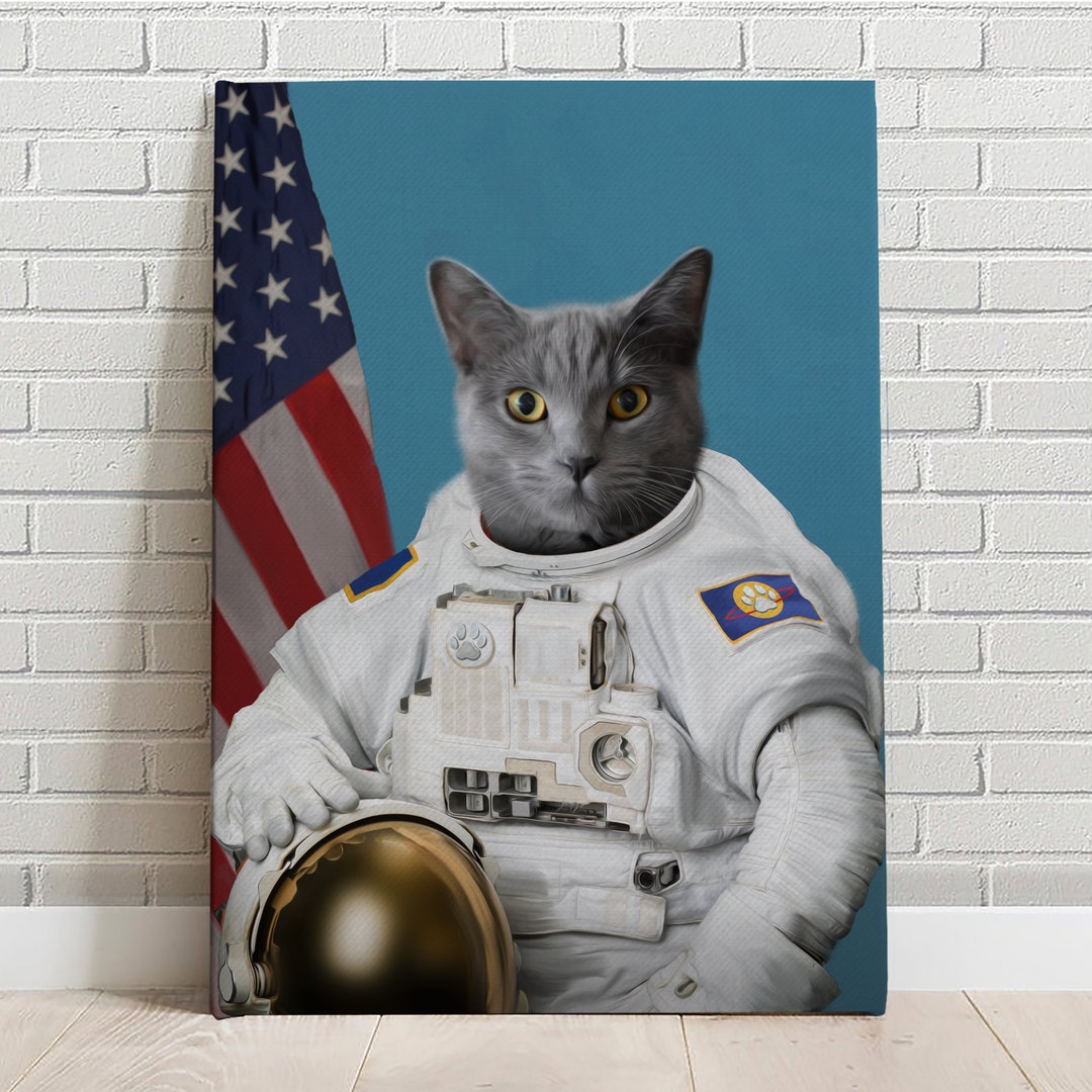 Custom Pet Pet Portrait Astronaut Space Pet Canvas Funny Pet Lover