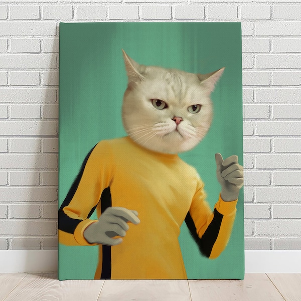 Custom Pet   Portrait Bruce Lee Kung Fu Pet Canvas Funny Pet Lover Fathers Day