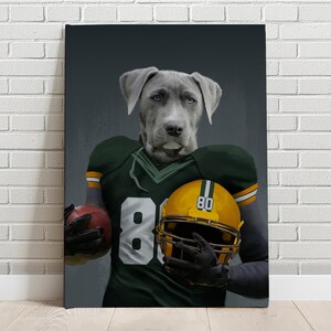 Custom Pet Portrait Football Cleveland Browns Canvas Funny Pet Lover Fathers Day Etsy