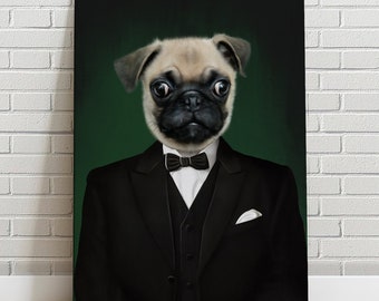 Custom Pet   Portrait Tuxedo Pet Canvas Funny Pet Lover Fathers Day